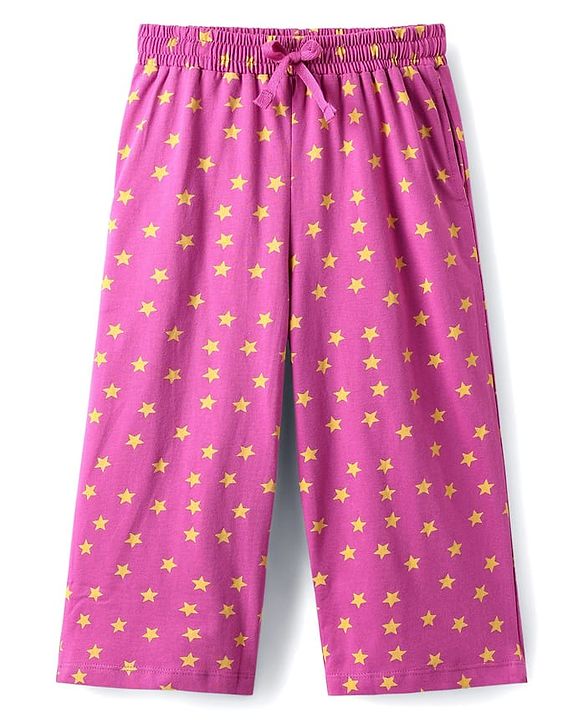 Pine Kids Cotton Knit Half Sleeves Capri Night Suit With Text Print - Lemon