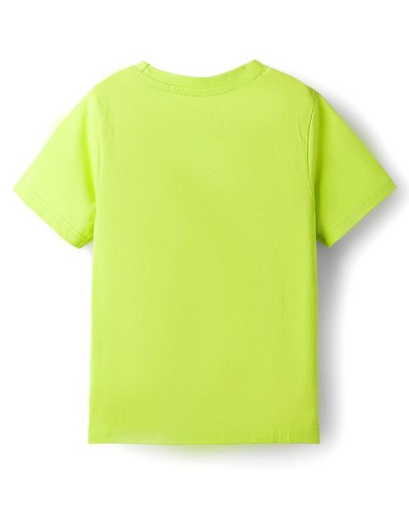 Pine Kids Cotton Knit Half Sleeves Shorts Night Suit with Space Theme Print - Limegreen