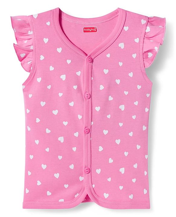 Babyhug 100% Cotton Interlock Knit Frill Sleeves Jhablas With Heart & Polka Dot Print Pack of 3 - Pink Yellow & White