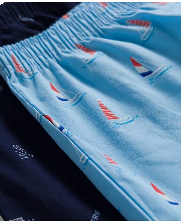 Pine Kids Cambric Woven Boxers With Nautical Theme Print Pack Of 2 - Colour May Vary