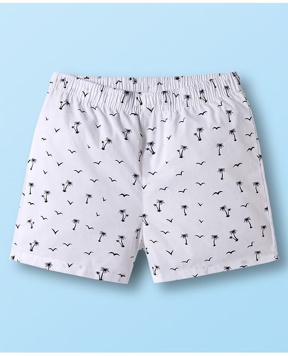 Pine Kids Cambric Woven Boxers With Tropical Theme Print Pack Of 2 - Colour May Vary