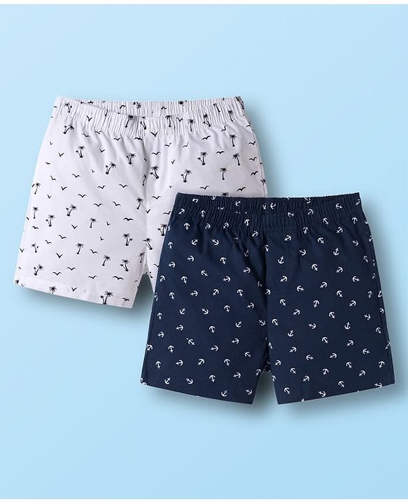 Pine Kids Cambric Woven Boxers With Tropical Theme Print Pack Of 2 - Colour May Vary