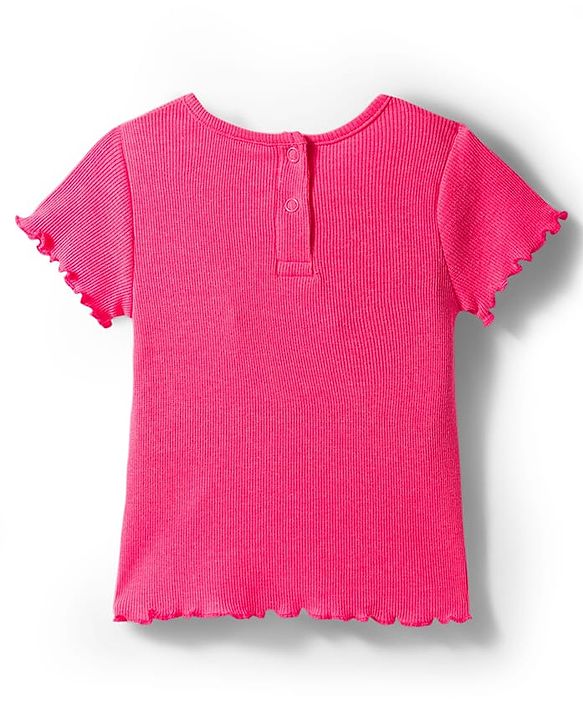 Babyhug Single Jersey Knit Dungaree & Half Sleeves Inner Tee With Seashell Print - Pink