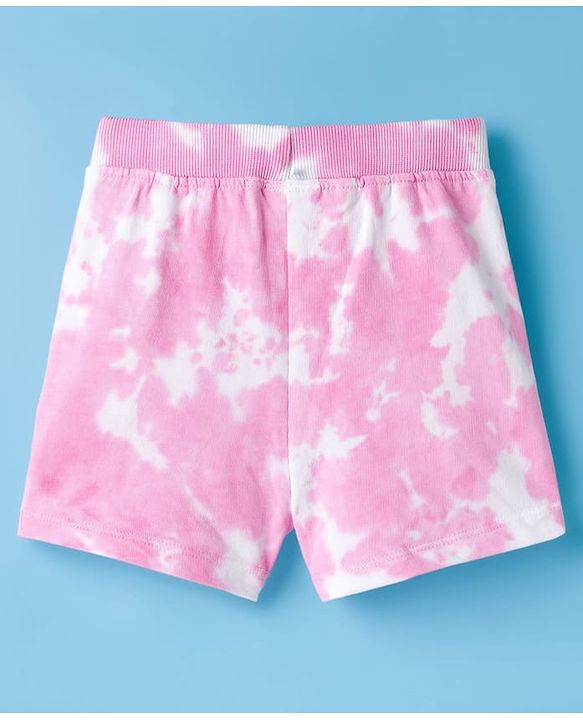 Babyhug Single Jersey Knit Tie & Dye Top & Shorts Set with Path Detailing - Pink