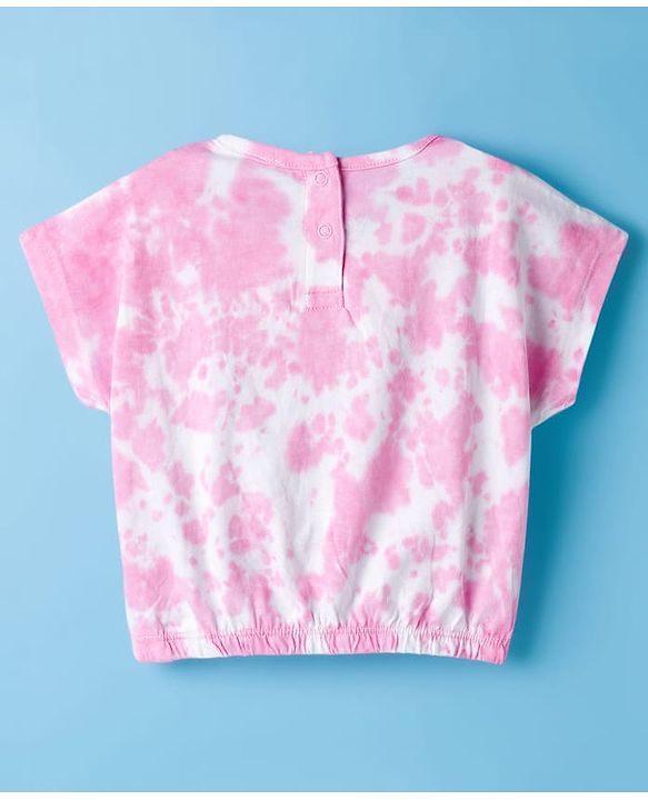 Babyhug Single Jersey Knit Tie & Dye Top & Shorts Set with Path Detailing - Pink