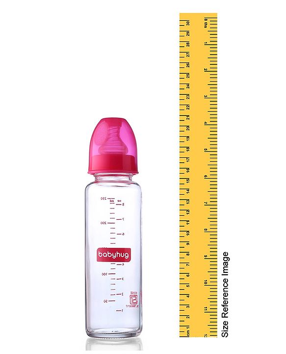 Babyhug SlimSip Glass Feeding Bottle Set  | Narrow Neck | Heat-Resistant Borosilicate Glass | Anti-Colic Nipple Pack of 2 Pink - 250 ml Each