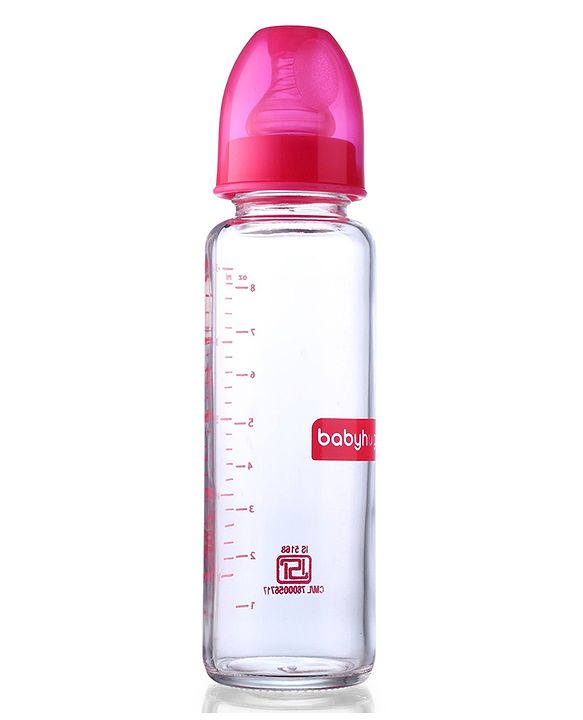Babyhug SlimSip Glass Feeding Bottle Set  | Narrow Neck | Heat-Resistant Borosilicate Glass | Anti-Colic Nipple Pack of 2 Pink - 250 ml Each