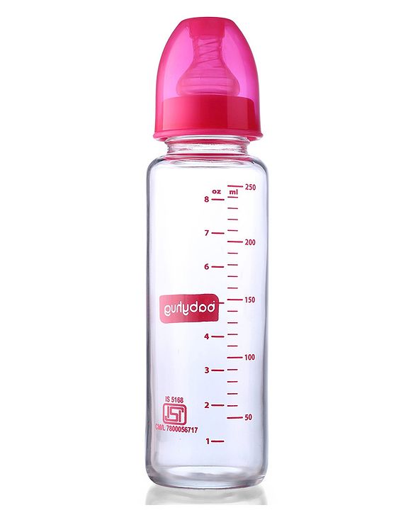 Babyhug SlimSip Glass Feeding Bottle Set  | Narrow Neck | Heat-Resistant Borosilicate Glass | Anti-Colic Nipple Pack of 2 Pink - 250 ml Each