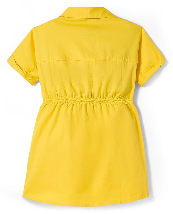 Pine Kids Cotton Woven Half Sleeves Solid Shirt Style Frock - Yellow