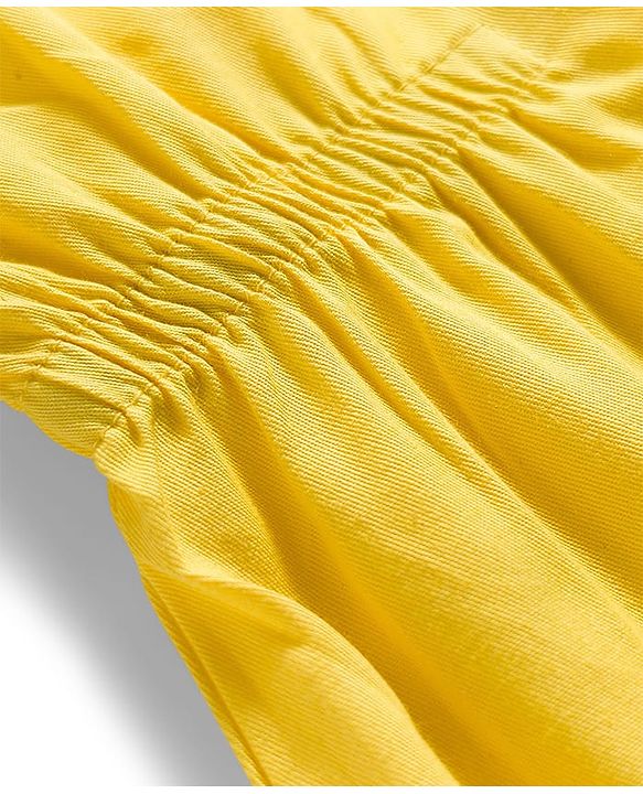 Pine Kids Cotton Woven Half Sleeves Solid Shirt Style Frock - Yellow