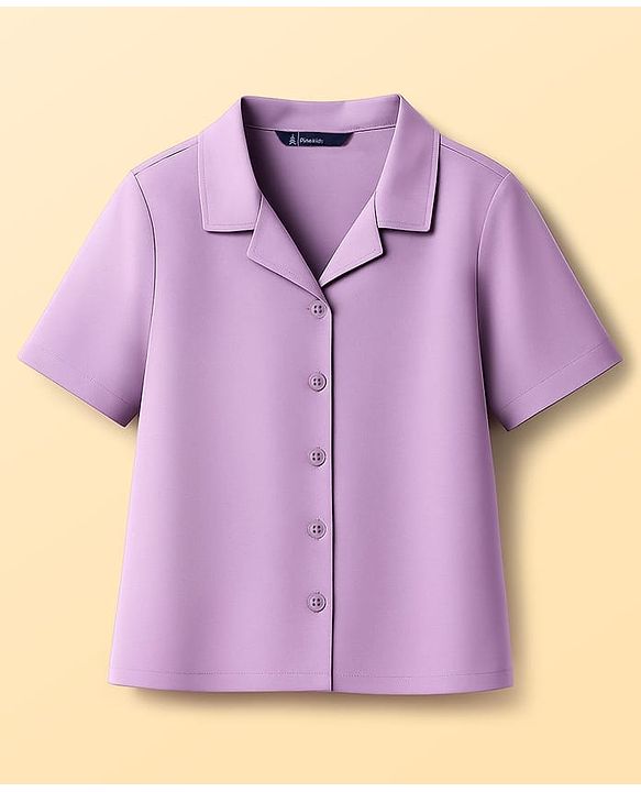 Pine Kids Cotton Woven Half Sleeves Solid Colour Shirt Style Top With T-Shirt - Lavender