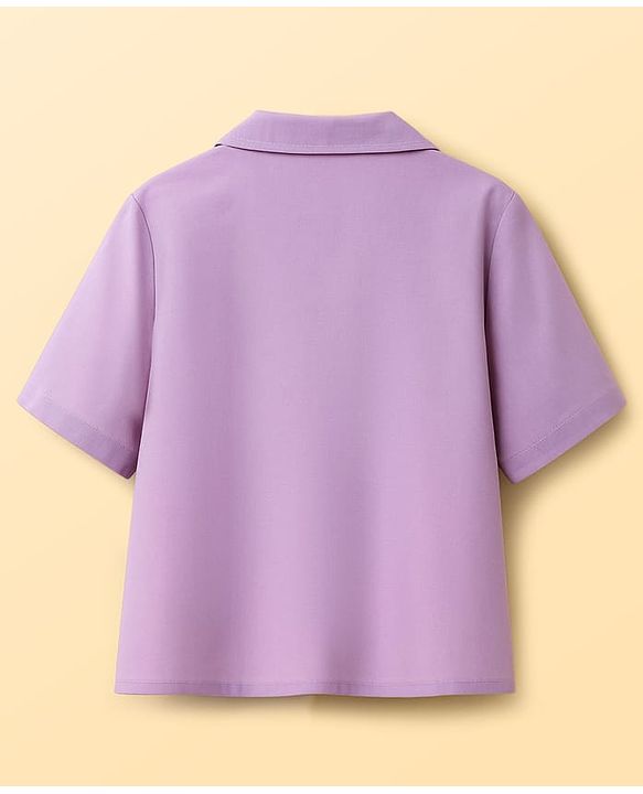 Pine Kids Cotton Woven Half Sleeves Solid Colour Shirt Style Top With T-Shirt - Lavender