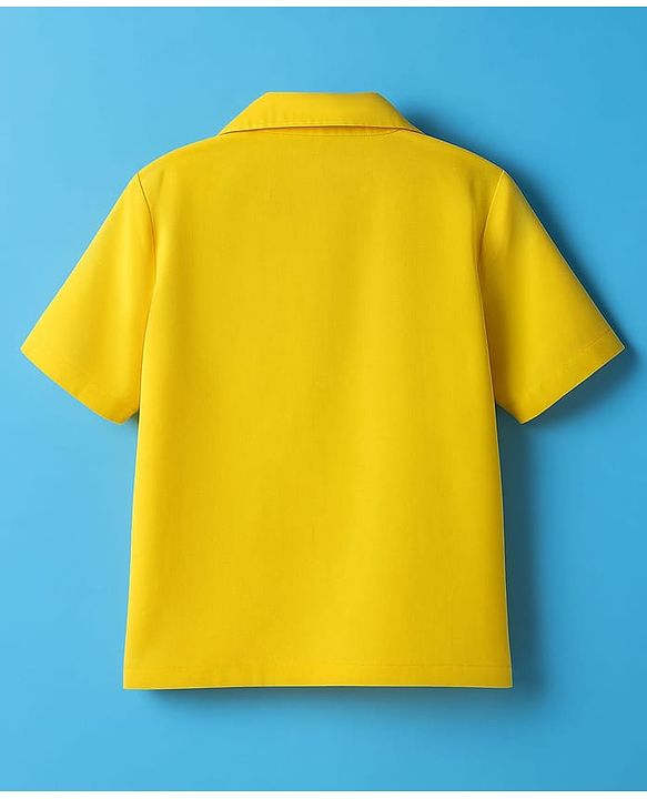 Pine Kids Cotton Woven Half Sleeves Solid Color Top with Inner Tee - Yellow