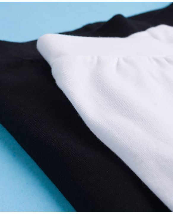 Pine Kids Cotton Lycra Knit Full Length Solid Leggings Pack of 2 - Black & White