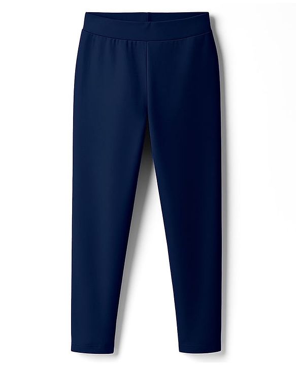 Pine Kids Cotton Lycra Knit Full Length Solid Leggings Pack of 2 - Navy Blue & Red