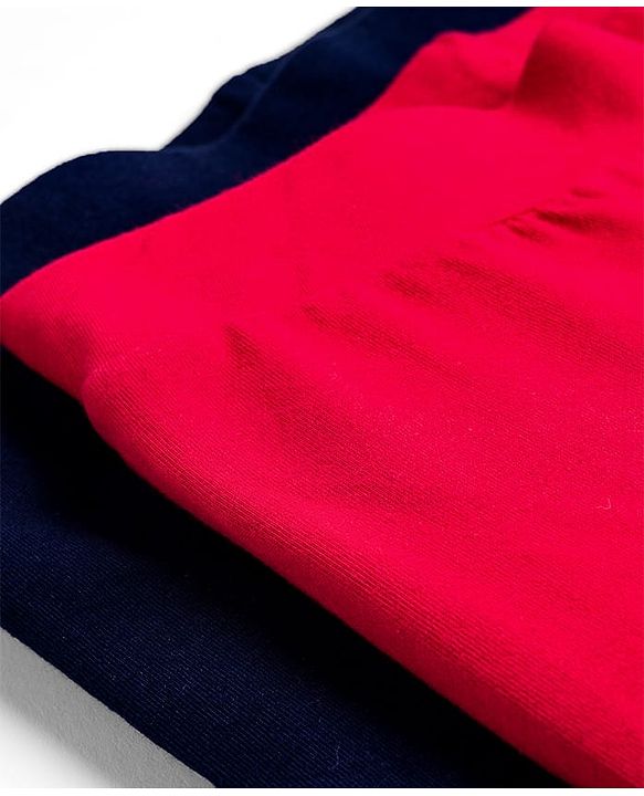Pine Kids Cotton Lycra Knit Full Length Solid Leggings Pack of 2 - Navy Blue & Red
