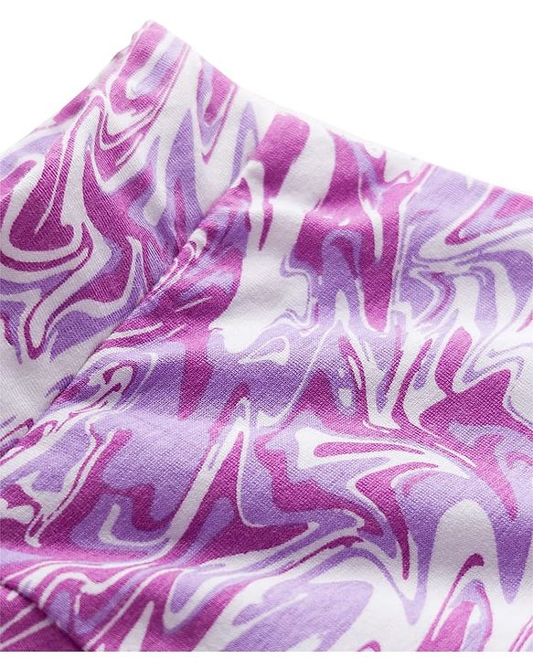 Pine Kids Cotton Lycra Knit Full Length Leggings With Marble Print - Purple