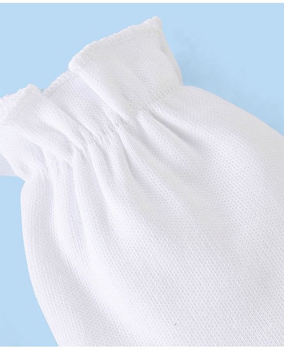 Babyhug 100% Cotton Knit Mittens & Booties Set - White