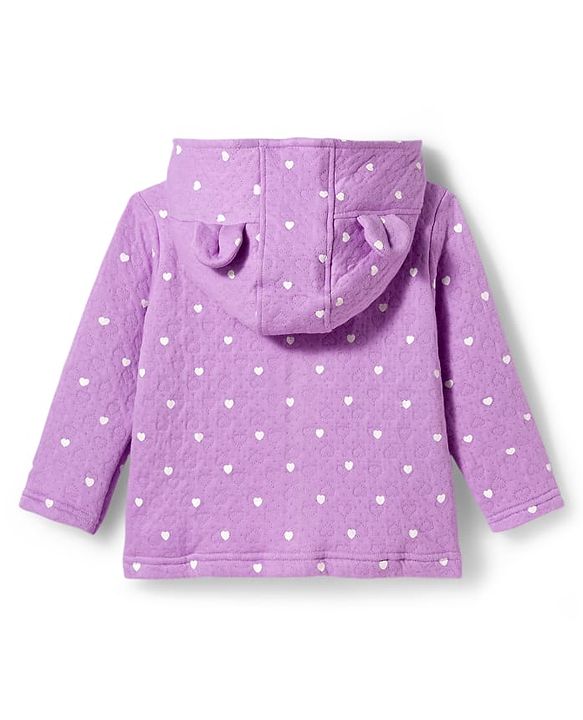 Babyhug Knit Full Sleeves Co-ords Hooded Top & Lounge Pant Set with Heart Print - Purple