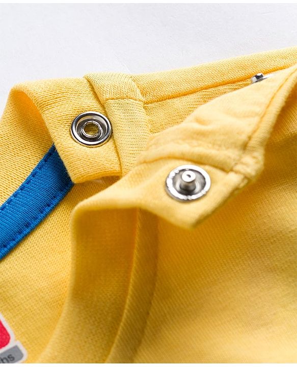 Babyhug 100% Cotton Knit Half Sleeves T-Shirt with Text Graphic - Yellow