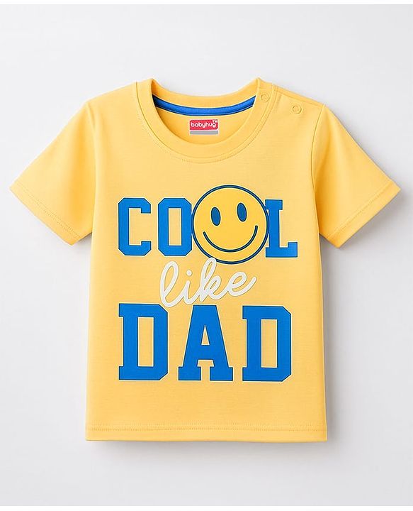 Babyhug 100% Cotton Knit Half Sleeves T-Shirt with Text Graphic - Yellow