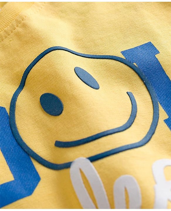 Babyhug 100% Cotton Knit Half Sleeves T-Shirt with Text Graphic - Yellow