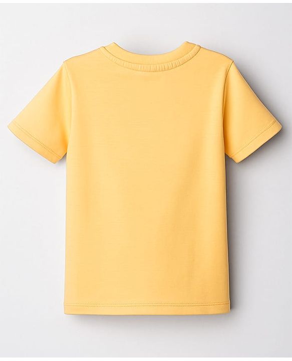 Babyhug 100% Cotton Knit Half Sleeves T-Shirt with Text Graphic - Yellow