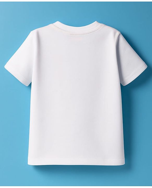 Babyhug 100% Cotton Knit Half Sleeves T-Shirt with Beach Theme Print - White