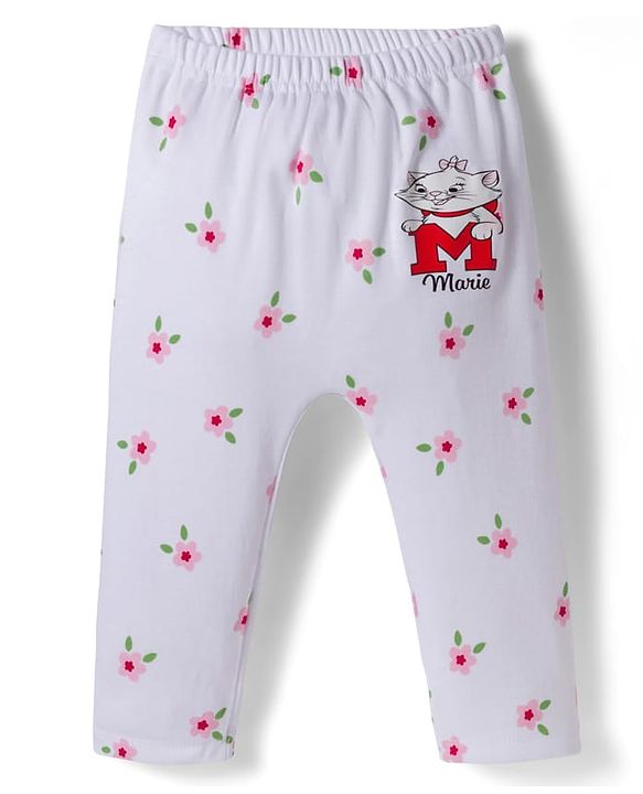 Babyhug Disney Interlock Knit Full Length Diaper Leggings With Bambi & Marie Print Pack of 3 - Pink & White