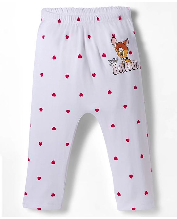 Babyhug Disney Interlock Knit Full Length Diaper Leggings With Bambi & Marie Print Pack of 3 - Pink & White
