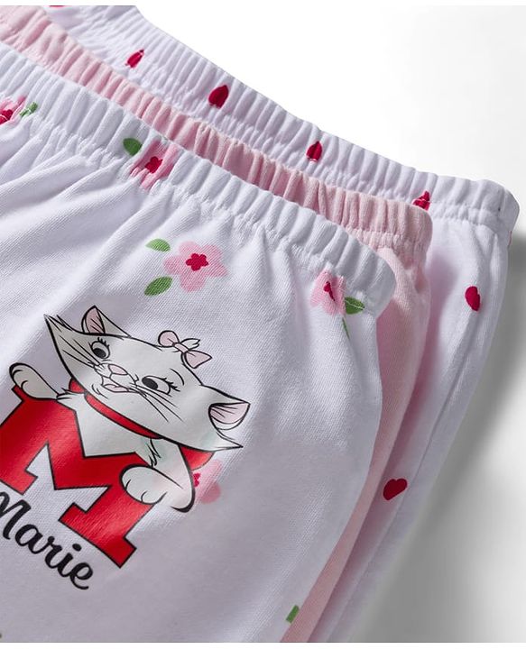 Babyhug Disney Interlock Knit Full Length Diaper Leggings With Bambi & Marie Print Pack of 3 - Pink & White