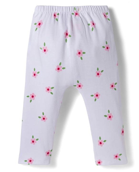 Babyhug Disney Interlock Knit Full Length Diaper Leggings With Bambi & Marie Print Pack of 3 - Pink & White