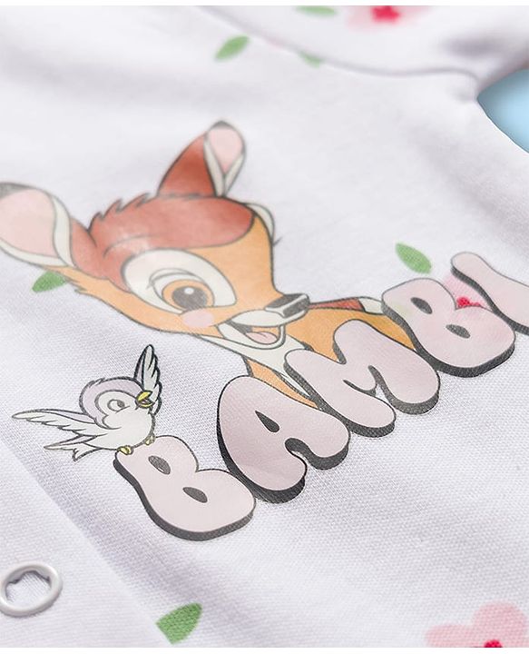 Babyhug Disney Interlock Knit Full Sleeves Footed Sleep Suits With Bambi & Friends Print Pack of 2 - Red & White