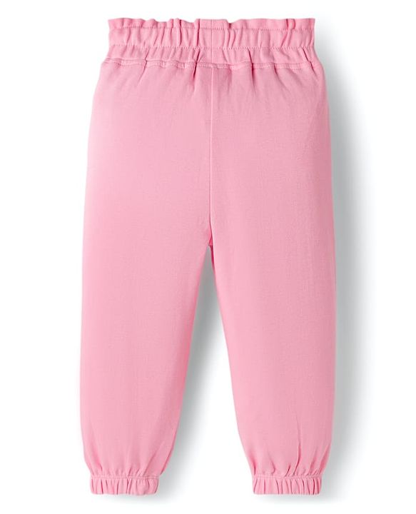Babyhug Interlock Knit Full Sleeves Top & Lounge Pant Set with Bunny Print & Applique - Pink & Off White