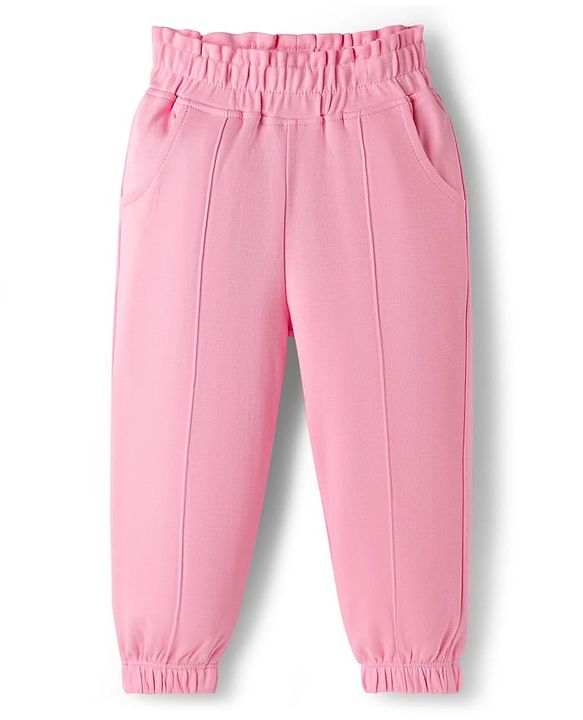 Babyhug Interlock Knit Full Sleeves Top & Lounge Pant Set with Bunny Print & Applique - Pink & Off White