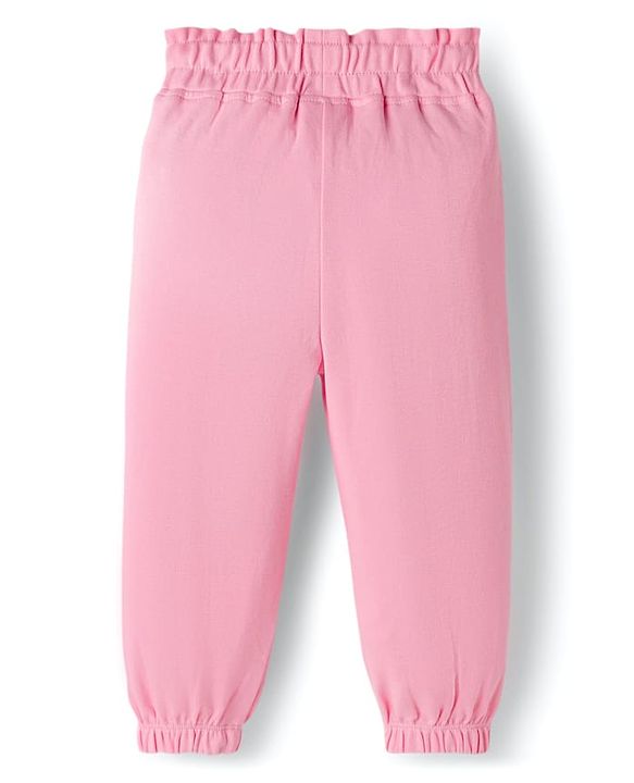 Babyhug Interlock Knit Full Sleeves Top & Lounge Pant Set with Bunny Print & Applique - Pink & Off White