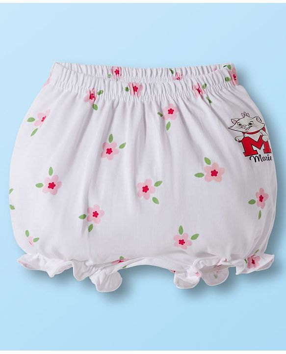 Babyhug Disney Cotton Lycra Knit Bloomers With Marie Graphics Pack Of 5 - Multicolour