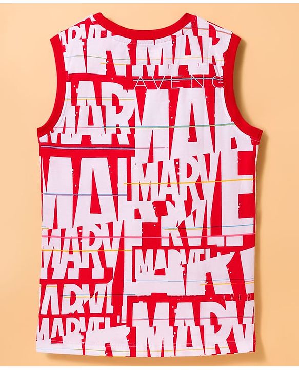 Pine Kids Marvel Single Jersey Knit Sleeveless Vest with Avengers Graphic Pack of 3- Red Blue & White