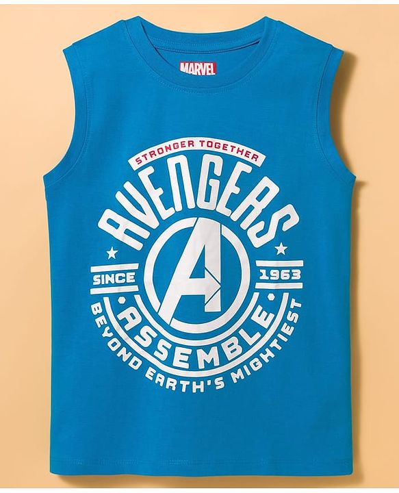 Pine Kids Marvel Single Jersey Knit Sleeveless Vest with Avengers Graphic Pack of 3- Red Blue & White