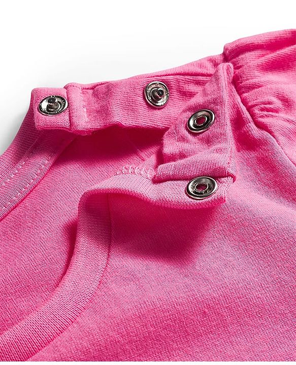 Babyhug Cotton Knit Full Sleeves Night Suit With Heart Print - Pink