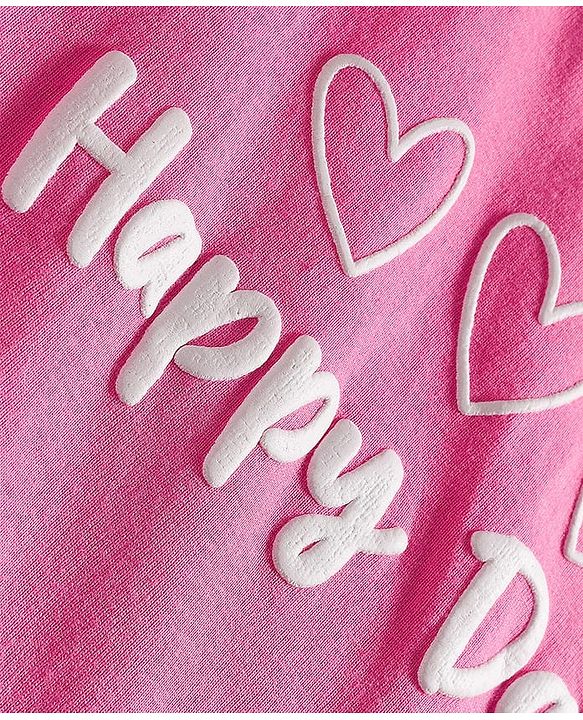 Babyhug Cotton Knit Full Sleeves Night Suit With Heart Print - Pink