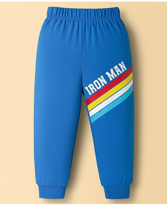 Babyhug Marvel Single Jersey Knit Full Sleeves Night Suit With Avengers Print - White & Blue
