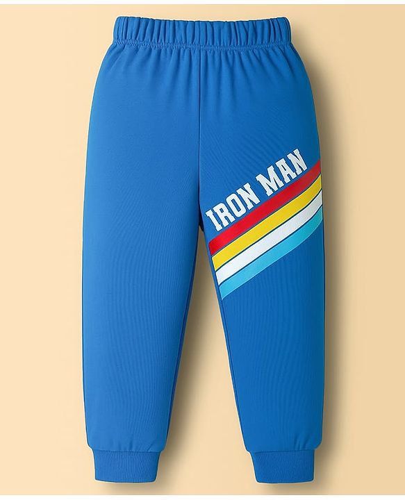 Babyhug Marvel Single Jersey Knit Full Sleeves Night Suit With Avengers Print - White & Blue
