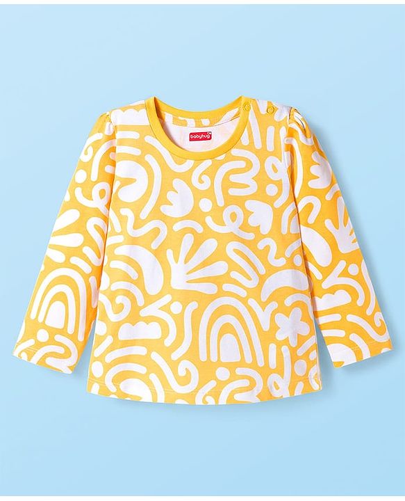 Babyhug Cotton Knit Full Sleeves Printed Co-ord Night Suit - Orange
