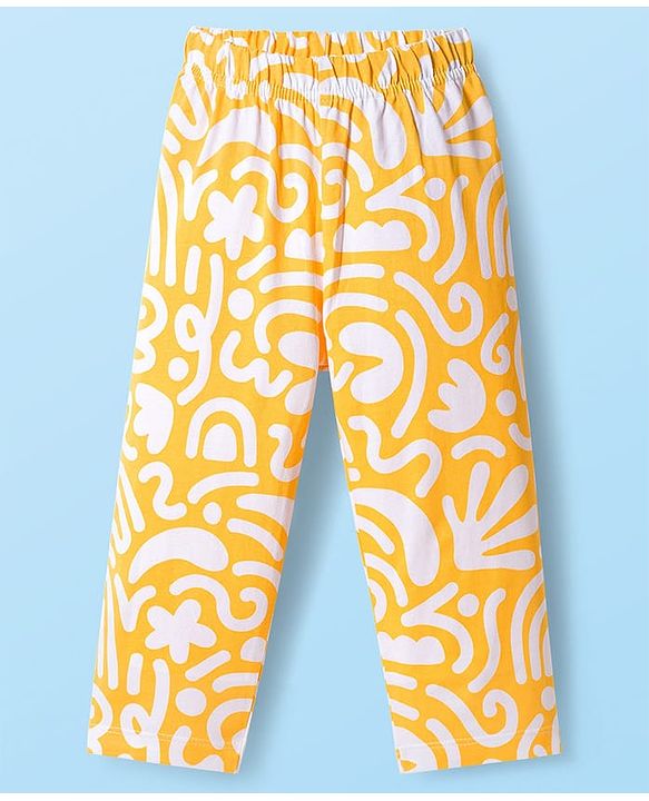 Babyhug Cotton Knit Full Sleeves Printed Co-ord Night Suit - Orange