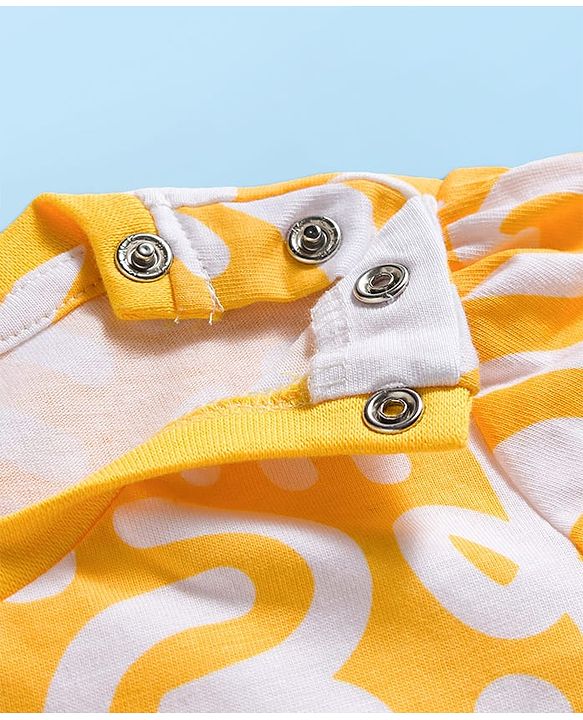 Babyhug Cotton Knit Full Sleeves Printed Co-ord Night Suit - Orange