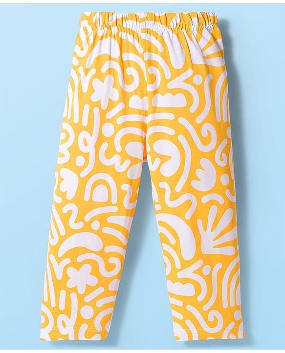 Babyhug Cotton Knit Full Sleeves Printed Co-ord Night Suit - Orange