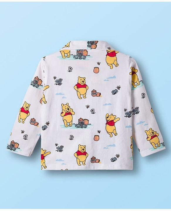 Babyhug Disney Single Jersey Knit Full Sleeves Co-ords Night Suit With Winnie The Pooh Print - White