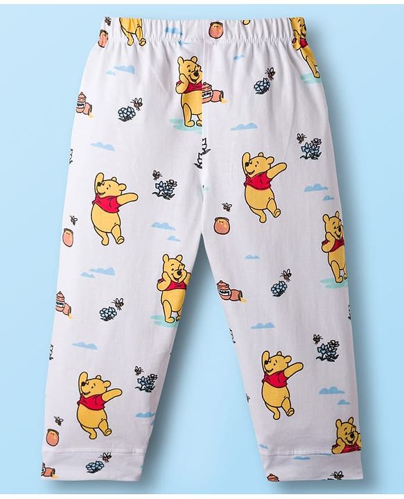 Babyhug Disney Single Jersey Knit Full Sleeves Co-ords Night Suit With Winnie The Pooh Print - White