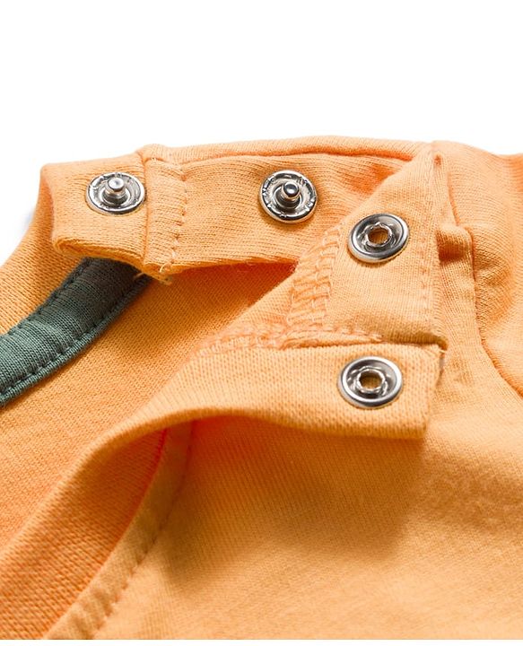 Babyhug Cotton Knit Full Sleeves Night Suit With Dino Print - Orange